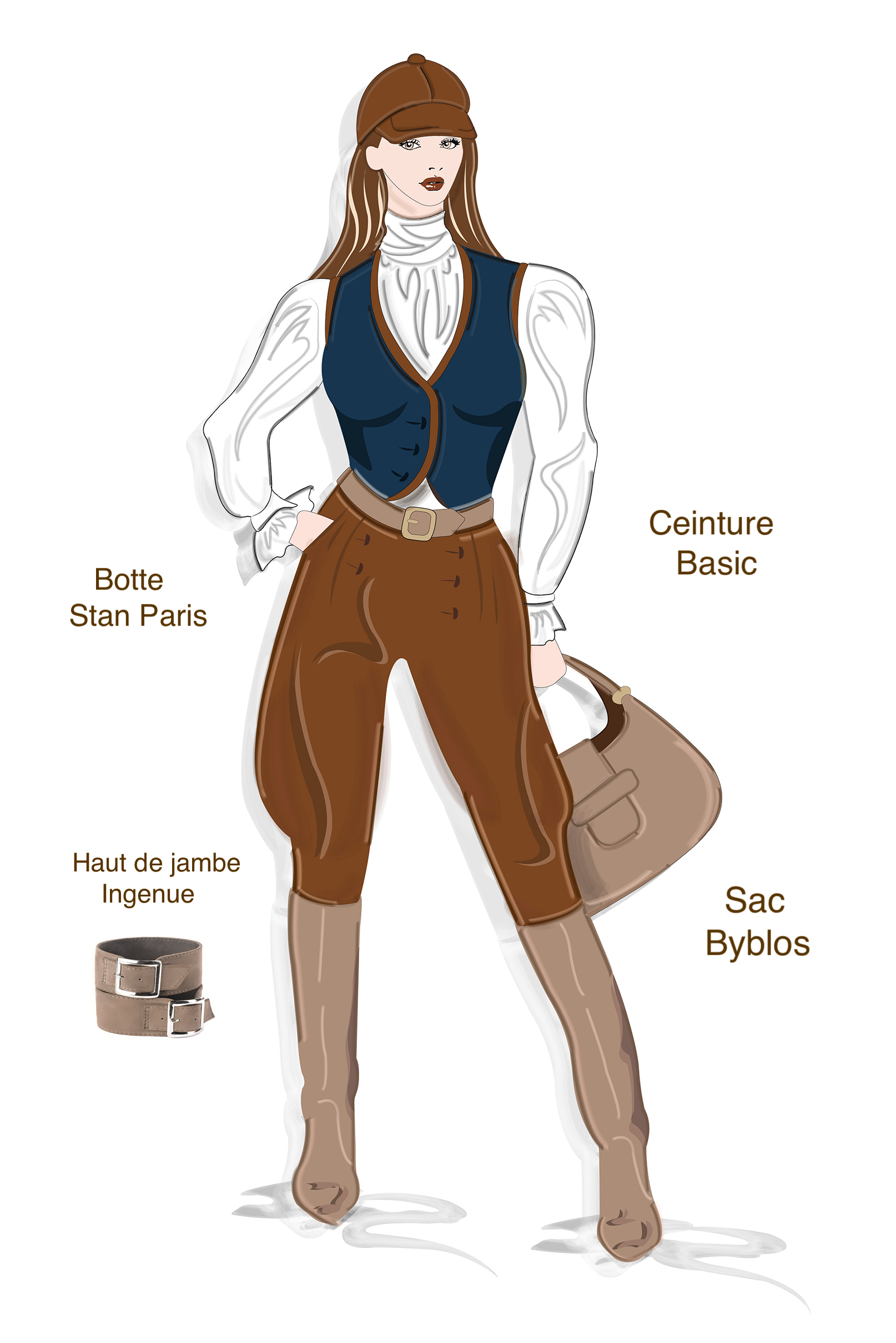 Tan beige women's riding knee-high boots. Round toe. Low leather soles. Made to measure. Profile view - Florence KOOIJMAN